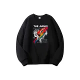 Черный свитшот с круглым вырезом (на флисовой подкладке) - сердце, дымчато-белый