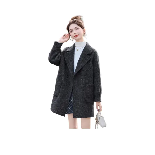 H YXIANG Черное Серое Женское Пальто