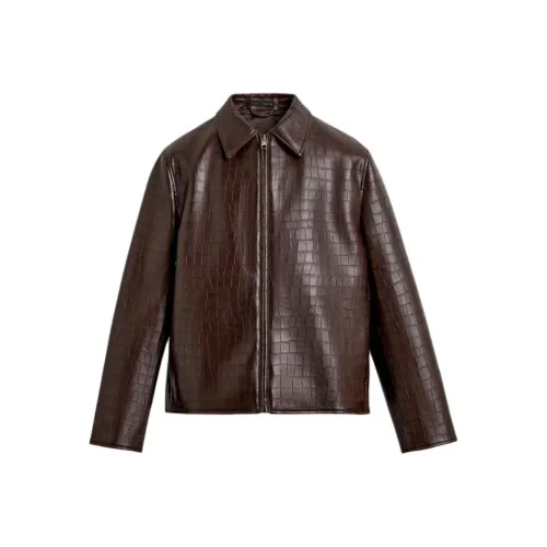 ZARA Коричневый Мужская Кожаная Куртка