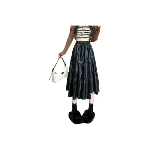 LANGQING Кожа Длинная Юбка Женская