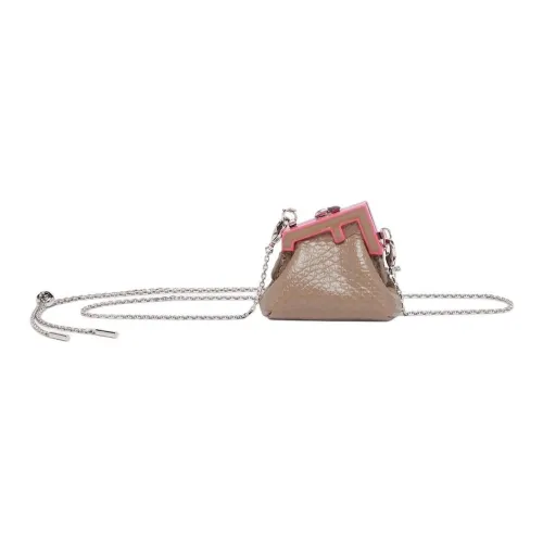 FENDI Sheepskin Coin Purse Necklace Pouch Regular Women's Beige