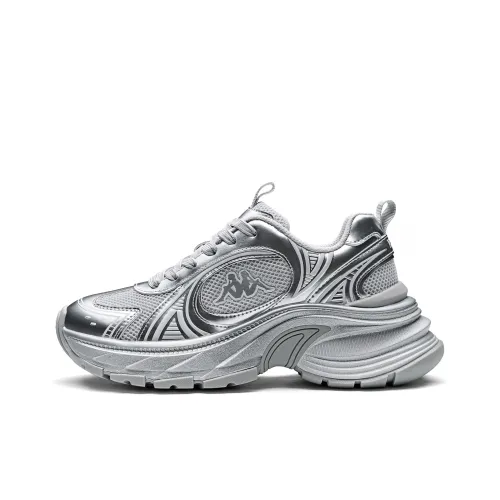 KAPPA Спина к Спине Устойчивые к истиранию Низкие Топ Кроссовки с Толстой Подошвой Женские Серебряные