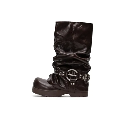 Mule Donkey Женские высокие сапоги с высоким коленом винтажный коричневый