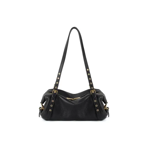 YOCAMU Сумка через плечо из овечьей шкуры стандартная женская черная