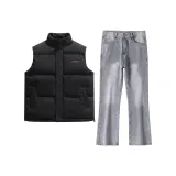 Чёрный жилет + серые штаны