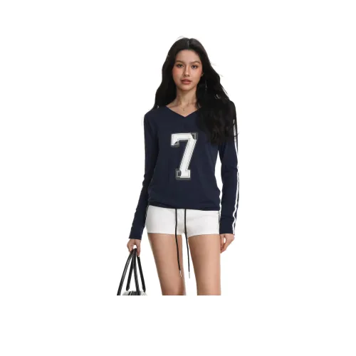 XIANGTIANE Темно-синие женские футболки T