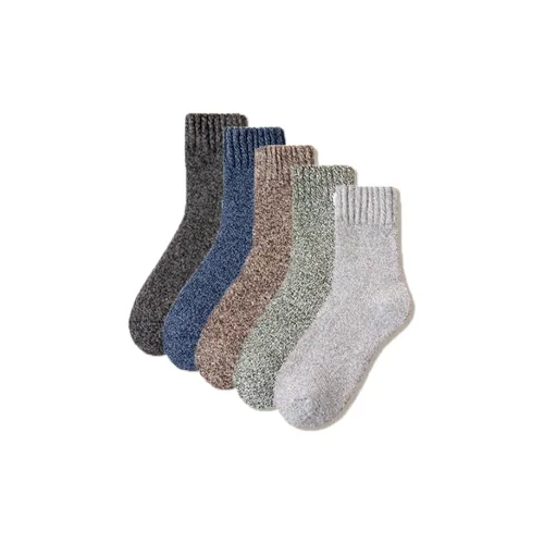 Lanza [5 пар] Темно-серый + Хаки + Кофейный + Темно-синий + Светло-серый Мужские носки MID до икры