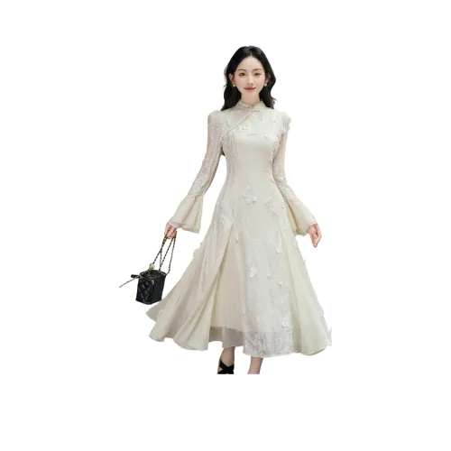 GRAYISMOON Длинное платье с длинными рукавами женское