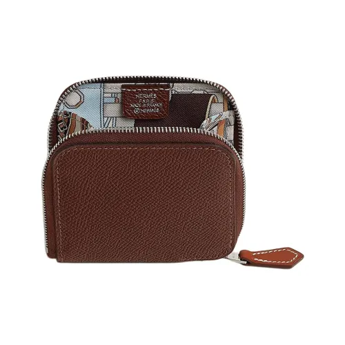 HERMES Телячья кожа Монетница Женская Коричневая