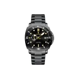 Черный корпус, черный циферблат, стальной ремешок, стиль