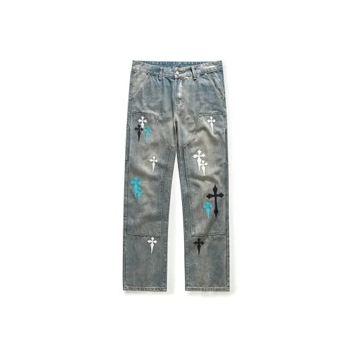 HUNZHI Ностальгические Светло-Синие Унисекс Джинсы