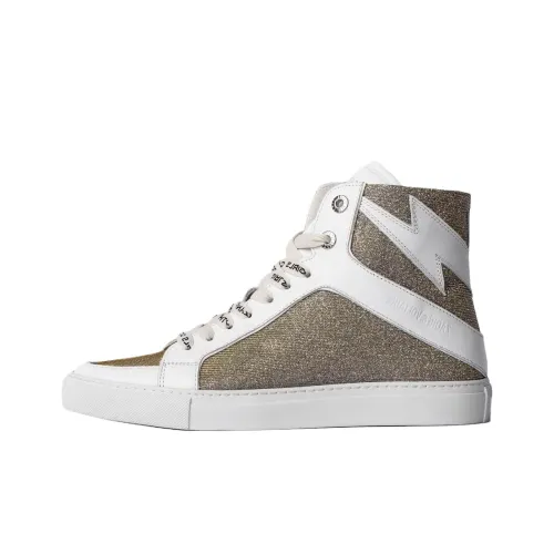 Zadig Voltaire Высокие Кроссовки для скейтбординга Женские Серебряные
