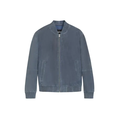 Hugo Boss Светло-синие Мужские Кожаные Куртки
