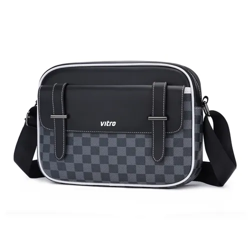 VITRO ПУ (полиуретан) Сумка через плечо Мужская Квадратная Узор Черный