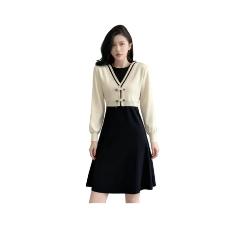 GUOZHEN Длинное платье с длинными рукавами женское