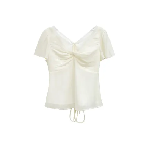 MIMIZI Жемчужно-бежевый Абрикосовый топ Женские Трикотаж