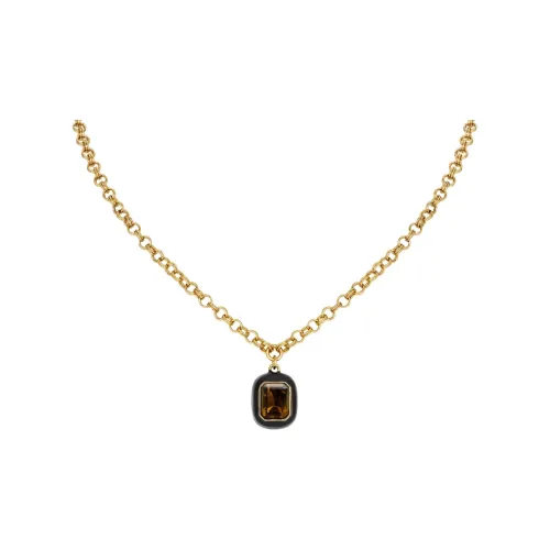 Retro Chic Brass Gold Plated Инкрустированный Цветная глазурь Shield Ожерелье Унисекс