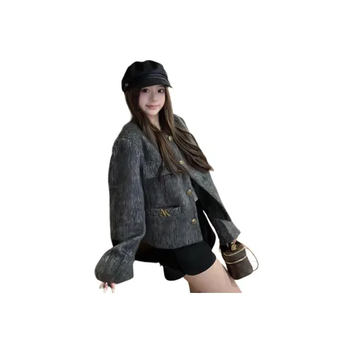 Sky Swan Темно-серый Женский Короткий Пальто