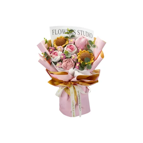 Pampered Journal Розовый Тюльпан Подсолнух Трикотажная ткань Букет Crochet Пряжа Цветочный дизайн DIY Игрушки