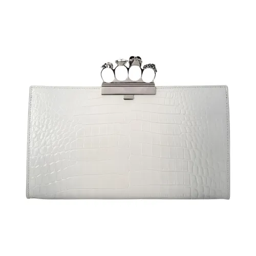Alexander McQueen Крокодил Тисненый Телячья кожа Клатч Обычный Женский Серый