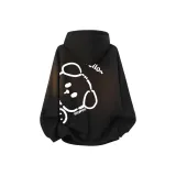 Черный - с капюшоном, щенок (утолщенный и с флисовой подкладкой)