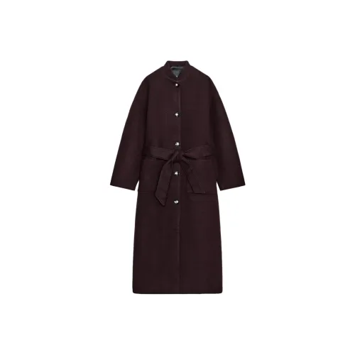 ZARA Женское пальто бордово-красного цвета