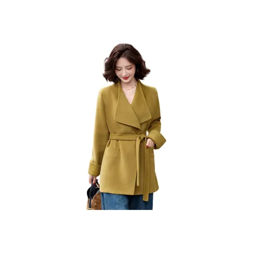 Kangaroo Осенний зеленый Желтый Женское пальто