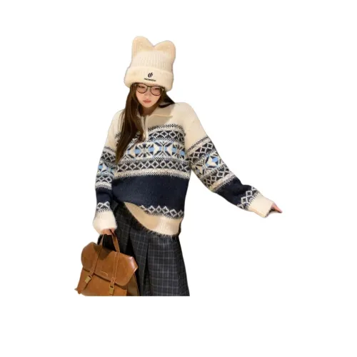 SUSANSAN Кремово-абрикосовый Collide Синий Женские Трикотаж