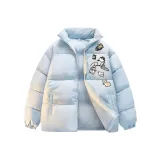 Синий хлопковый пуховик