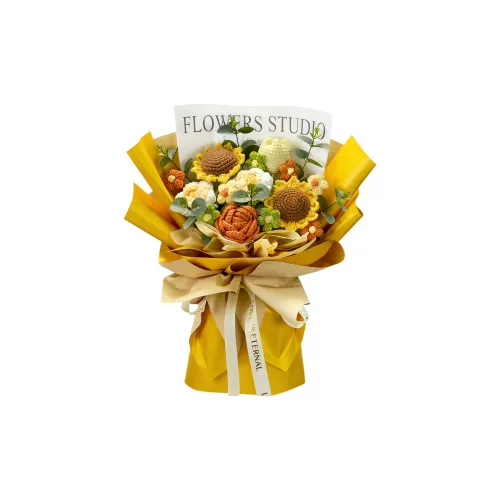 Pampered Journal Желтый Тюльпан Подсолнух Трикотажная ткань Букет Crochet Пряжа Цветочный дизайн DIY Игрушки