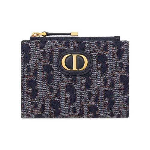 DIOR 30 Montaigne Хлопок Кошелек Женские Синий