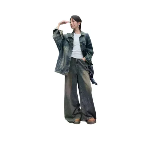 MDEHT Винтажный синий женский джинсовый куртка