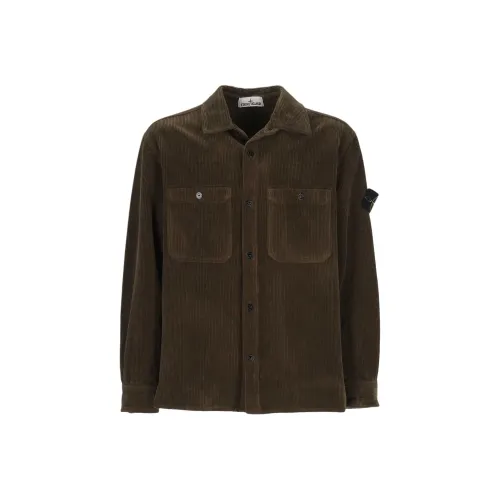 STONE ISLAND Коричневые Мужские Рубашки