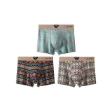 [Винтаж Этнический Стиль] Серый Зеленый С принтом - Черный С принтом - Светлый Абрикос С принтом (3 упаковки)