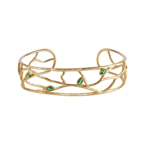 Retro Chic Brass Gold Plated с Зеленым Нано Камнем Дерево OF Life Браслет Женские