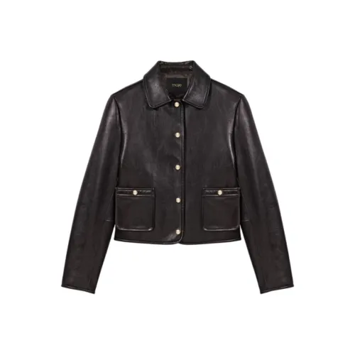 Maje Черные Женские Кожаные Куртки
