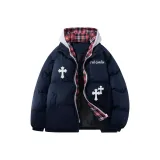 Темно-синий с красным капюшоном