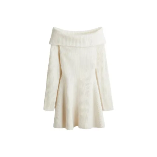 H M Кремовые Женские Длинные Платья с Рукавами