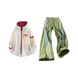 Комплект (Бежевый топ + Зеленые штаны)