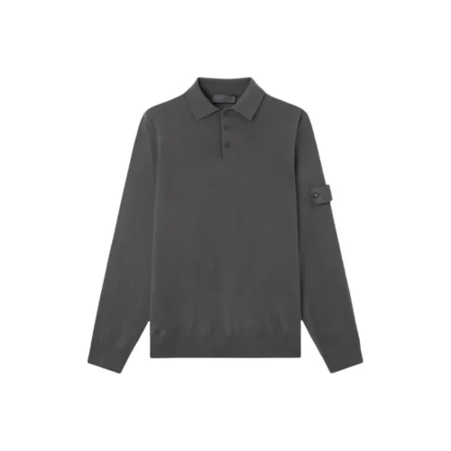 STONE ISLAND Темно-серые мужские свитеры