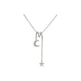 Серебряный циркон звезда и луна подвеска, бахрома, ожерелье (утолщенный реальный золотой гальванизированный)