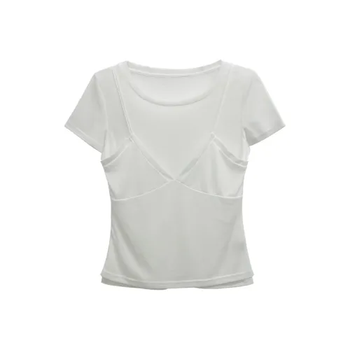 MIMIZI Белый Mock Двухкомпонентный Комплект Женская T-рубашка