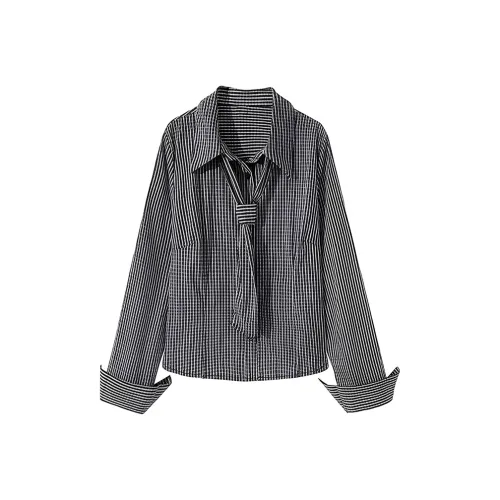 Garbege Черная клетка Рубашка Женская Рубашка