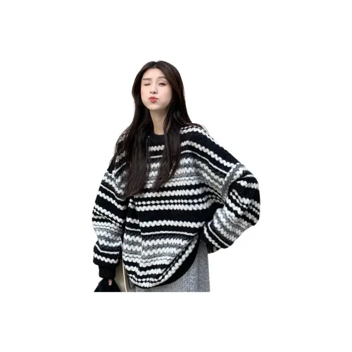 MDEHT Черный Белый Женский Трикотаж