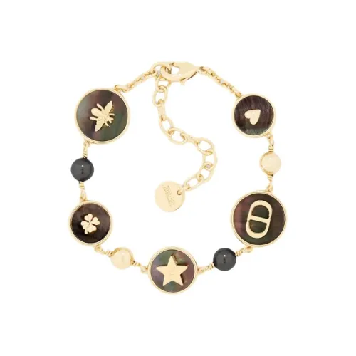 DIOR Золото-покрытые металлические браслеты женские золото