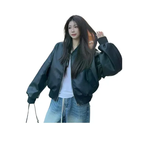 MDEHT Черные Женские Кожаные Куртки