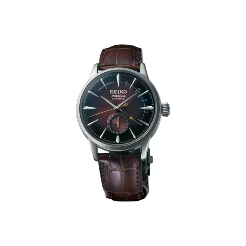 SEIKO Cocktail Series Автоматический Ручной Механический Механизм Кожаный Ремешок Часы 43 мм Мужские Часы Бордовый Циферблат