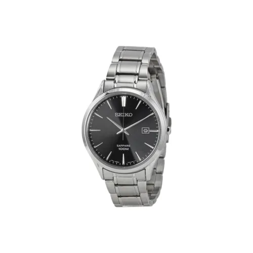 SEIKO Кварцевый механизм нержавеющая сталь ремешок часы 40 мм черный циферблат мужские часы