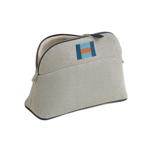 HERMES Bolide Хлопок Косметичка Средний Женский Светло-Серый