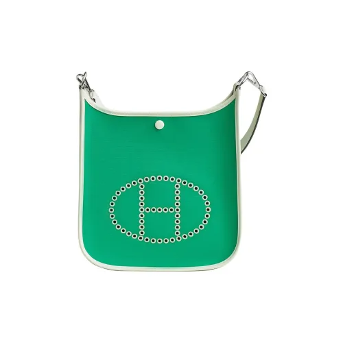 HERMES NeoEvelyne Officier Canvas с Swift Телячья кожа Сумка на плечо Женская Мятно-зеленая